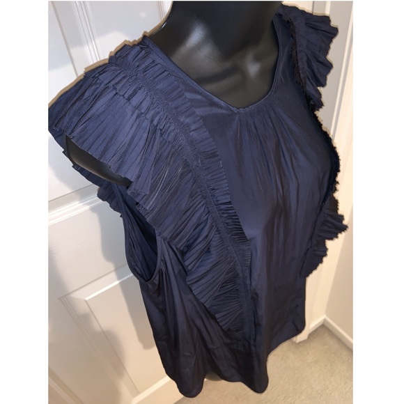 Joie Cruzita Pleated-ruffle Blouse In Midnight –– NWT - Picture 10 of 15